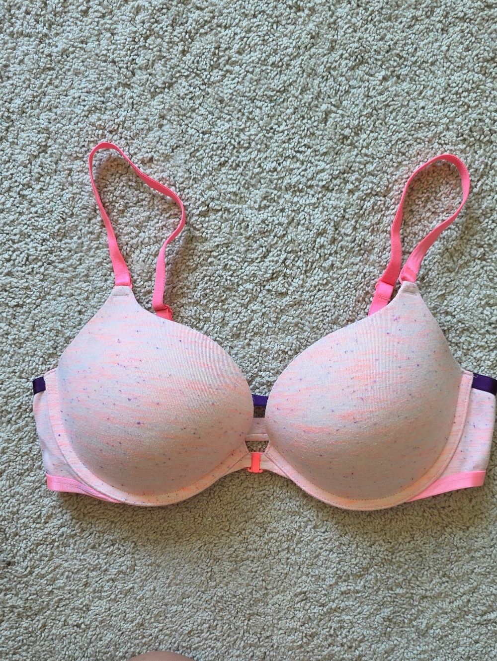 Pink/purple Speckled Front Close Bra